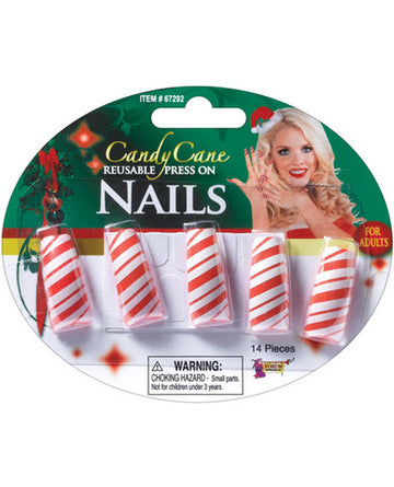 Candy Cane Reusable  Press On Nails