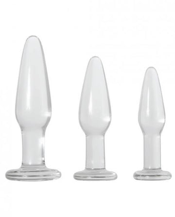 Glass Anal Training Trio 3 Clear Butt Plugs