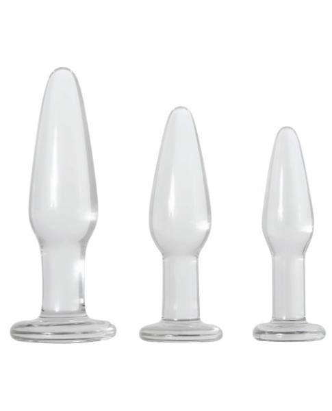 Glass Anal Training Trio 3 Clear Butt Plugs