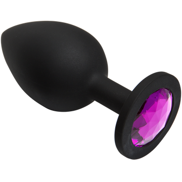 Booty Bling Large Butt Plug Black Pink Stone