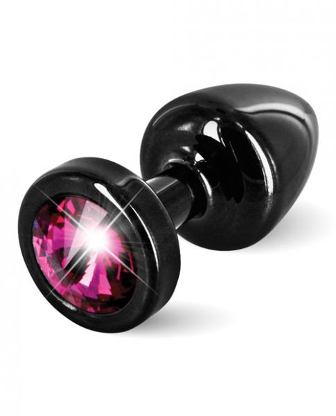 Diogol Anni Round Black T1 Butt Plug Fuchsia Pink