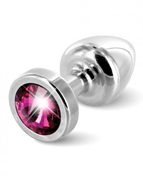 Diogol Anni Round Silver T1 Butt Plug Fushia Pink