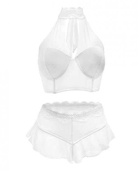 Premiere Embroidered Halter Bra & Panty White 2X