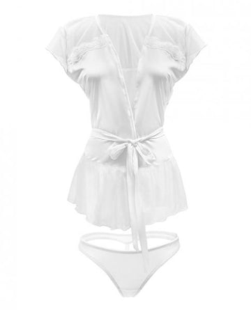 Premiere Soft Micro Bed Jacket & Panty White Large