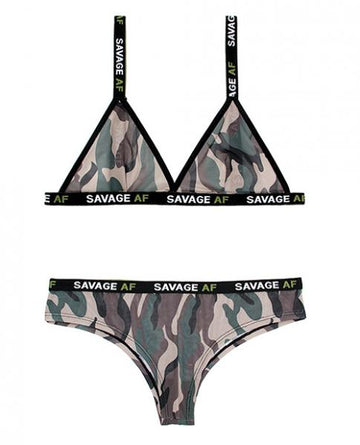 Vibes Savage AF Bralette & Cheeky Panty Camouflage M/L