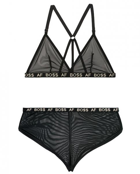 Vibes Boss AF Bralette & Retro Shorts Black L/XL