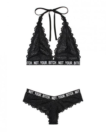 Vibes Not Your Bitch Bralette & Cheeky Panty Black M/L