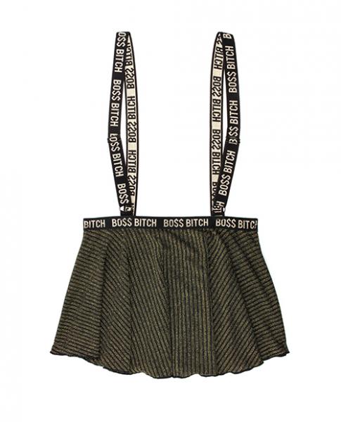 Vibes Boss Bitch Suspender Skirt Black Gold M/L