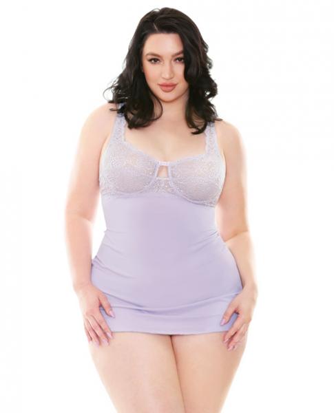 Curve Abigail Lace Chemise & G-String Lilac 3X/4X