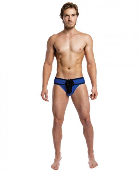 Footballer Lace Up Jock Strap Royal Black XL