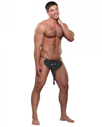 Male Power Squeaker Elephant G-String Black