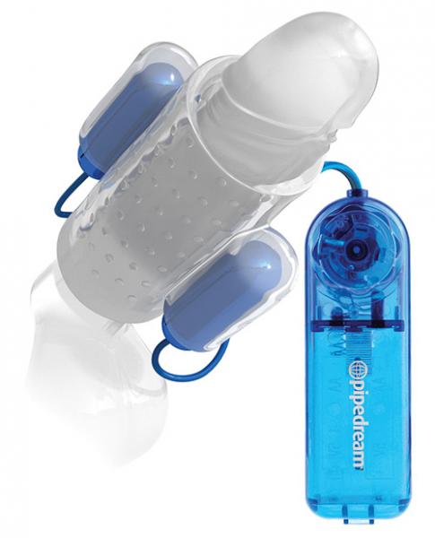 Classix Dual Vibrating Penis Sleeve Blue & Clear