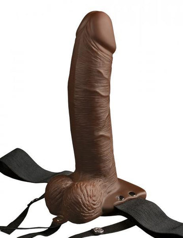 Fetish Fantasy 8 inches Hollow Strap On Remote Brown