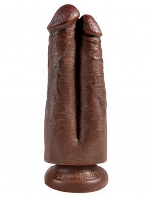 King Cock 7 inches Two Cocks One Hole Brown Dildo