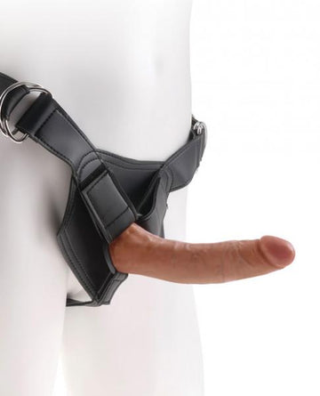 King Cock Strap On Harness with 7 inches Cock Tan