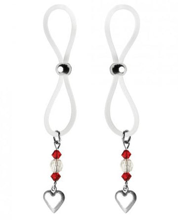 Bijoux De Nip Nipple Halos Heart Charm Red, Clear