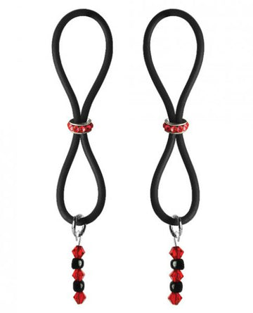 Bijoux De Nip Nipple Halos Red Gem Slider Red Black