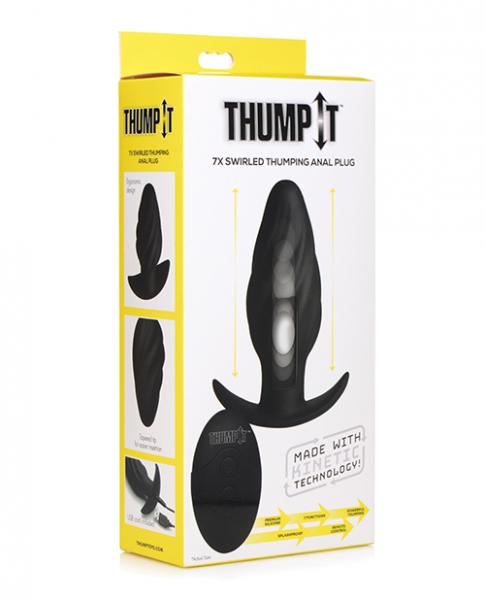 Thump It Kinetic Thumping 7x Swirled Anal Plug - Black