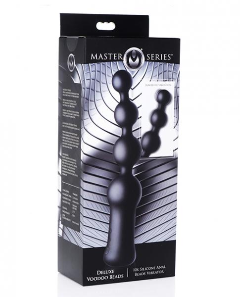 Master Series Deluxe Voodoo Beads 10x Silicone Anal Beads Vibrator - Black