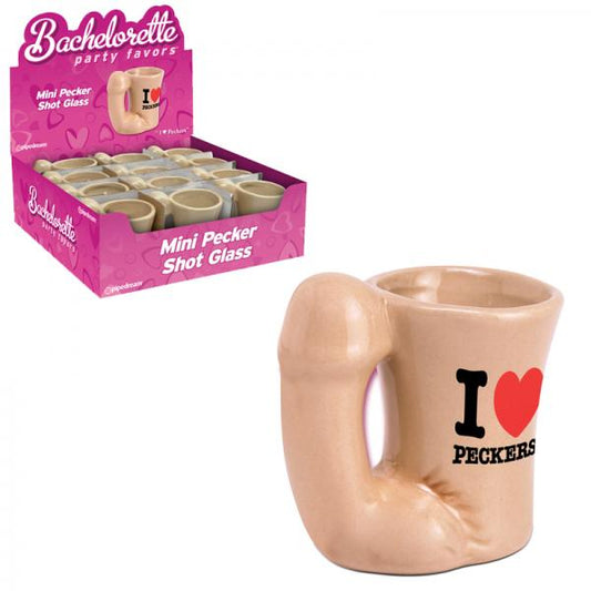 Bachelorette Party Favors Mini Pecker Shot Glass Display Of 12