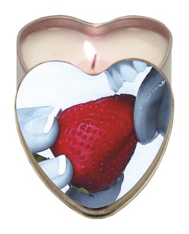 Earthly Body Edible Massage Candle Strawberry 4oz Heart Tin