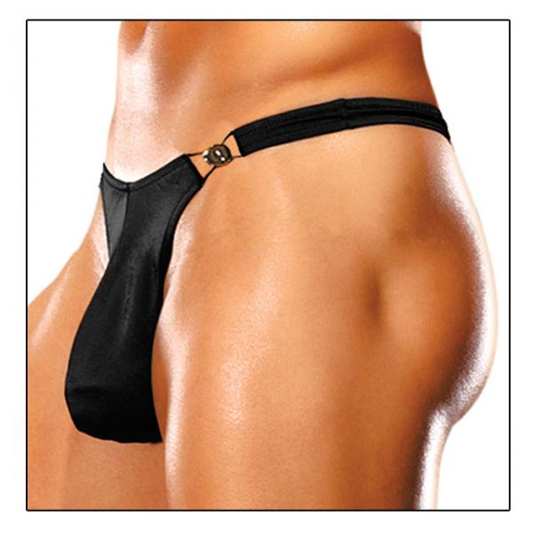 Male Power Bong Clip Thong S/M Black Underwear