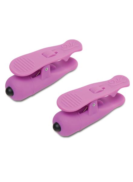 Fetish Fantasy Wireless Vibrating Nipple Clamps Purple