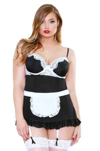 Night Service Maid Costume Babydoll &amp; Ruffle Panty 1X/2X