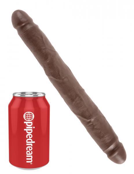 King Cock 12" Slim Double Dildo - Brown