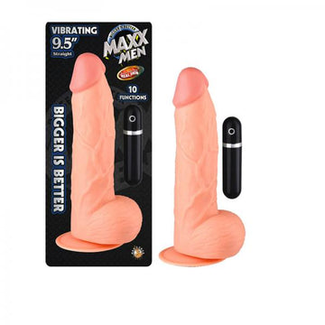 Maxx Men Vibrating 9.5in Straight Dong 10 Fuction Waterproof Flesh