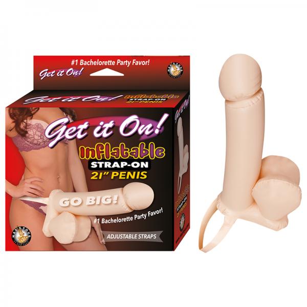 Get It On! Inflatable Strap-on 21&#039; Penis-flesh