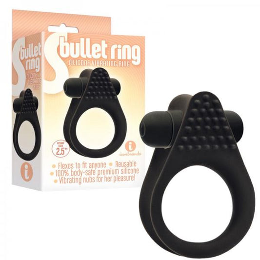 The 9's, S Bullet Ring, Silicone, Black