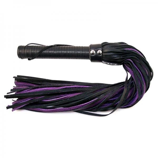 Rouge Flogger W/leather Handle &amp; Floggers Black/purple