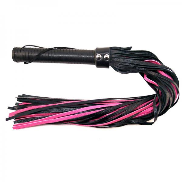 Rouge Flogger W/leather Handle &amp; Floggers Black/pink