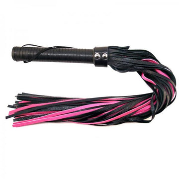 Rouge Flogger W/leather Handle &amp; Floggers Black/pink