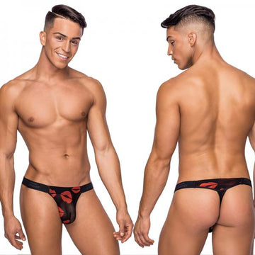 Male Power Kiss Me Micro Thong V Sheer Lips S/m