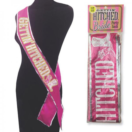 Gettin Hitched Glow In The Dark Sash Pink