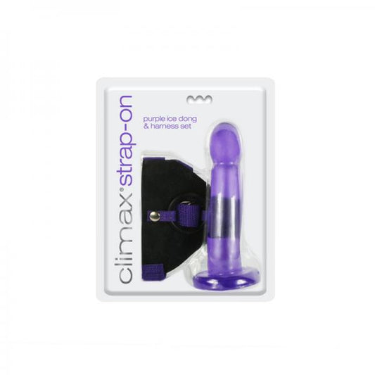 Climax Strap-on Purple Ice Dong&harness Set