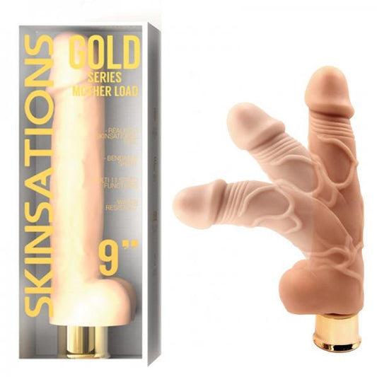 Skinsations Gold Series Motherload 9in Vibrating Dildo Multi Function