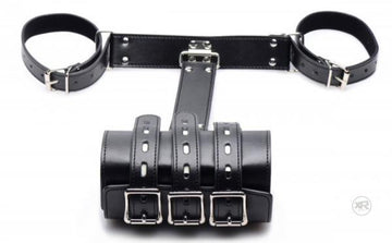 Arm Binder Biceps &amp; Forearm Restraints Black Leather