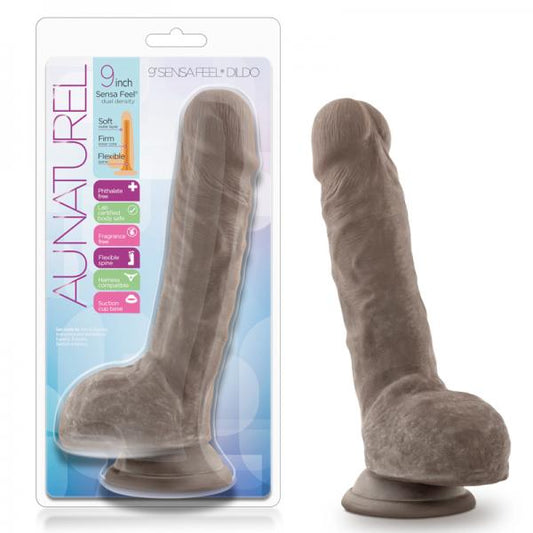 Au Naturel - 9in Sensa Feel Dildo - Chocolate