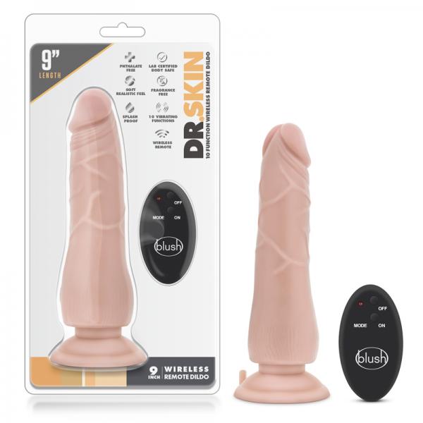 Dr. Skin - 9in 10 Function Wireless Remote Dildo - Beige