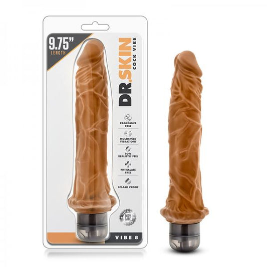 Dr. Skin - Cock Vibe - 9.75 Inch Vibrating Cock - Mocha