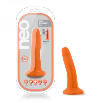 Neo - 5.5 Inch Dual Density Cock - Neon Orange