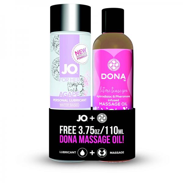 Jo Agape Original Water Based Lubricant 4oz &amp; Dona Flirty Massage Oil 3.75oz