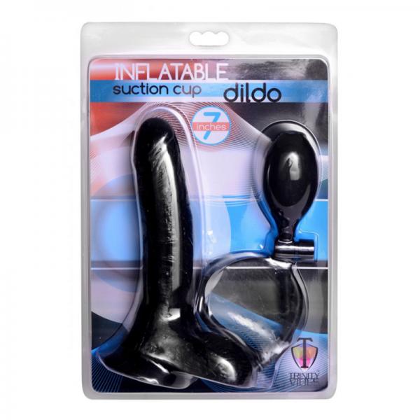 Trinity For Men Inflatable Suction Cup Dildo - Black