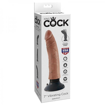 King Cock 7in Vibrating Cock Tan