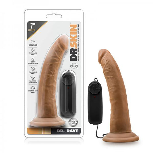 Dr. Skin - Dr. Dave - 7in Vibrating Cock With Suction Cup - Mocha