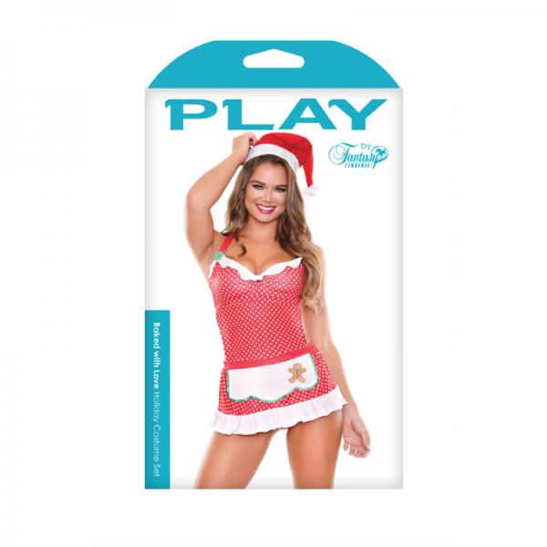 Santa&#039;s Helper Costume Set; Hat, Apron Back Dress, And Ruffled Panty