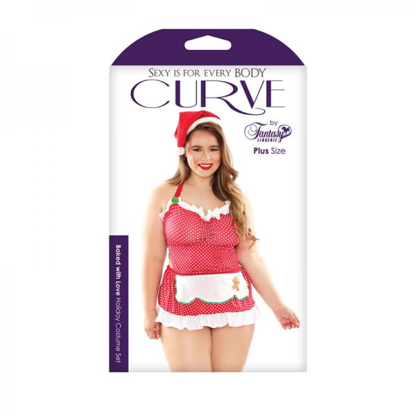 Santa&#039;s Helper Costume Set; Hat, Apron Back Dress, And Ruffled Panty